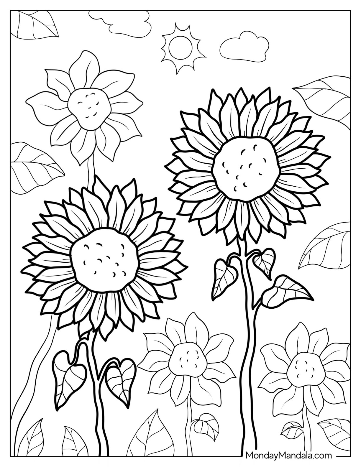 Flower coloring pages free pdf printables