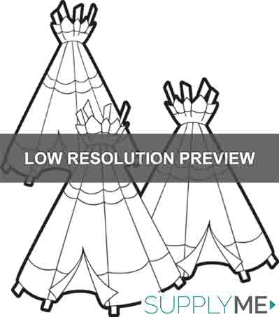 Printable teepees coloring page for kids
