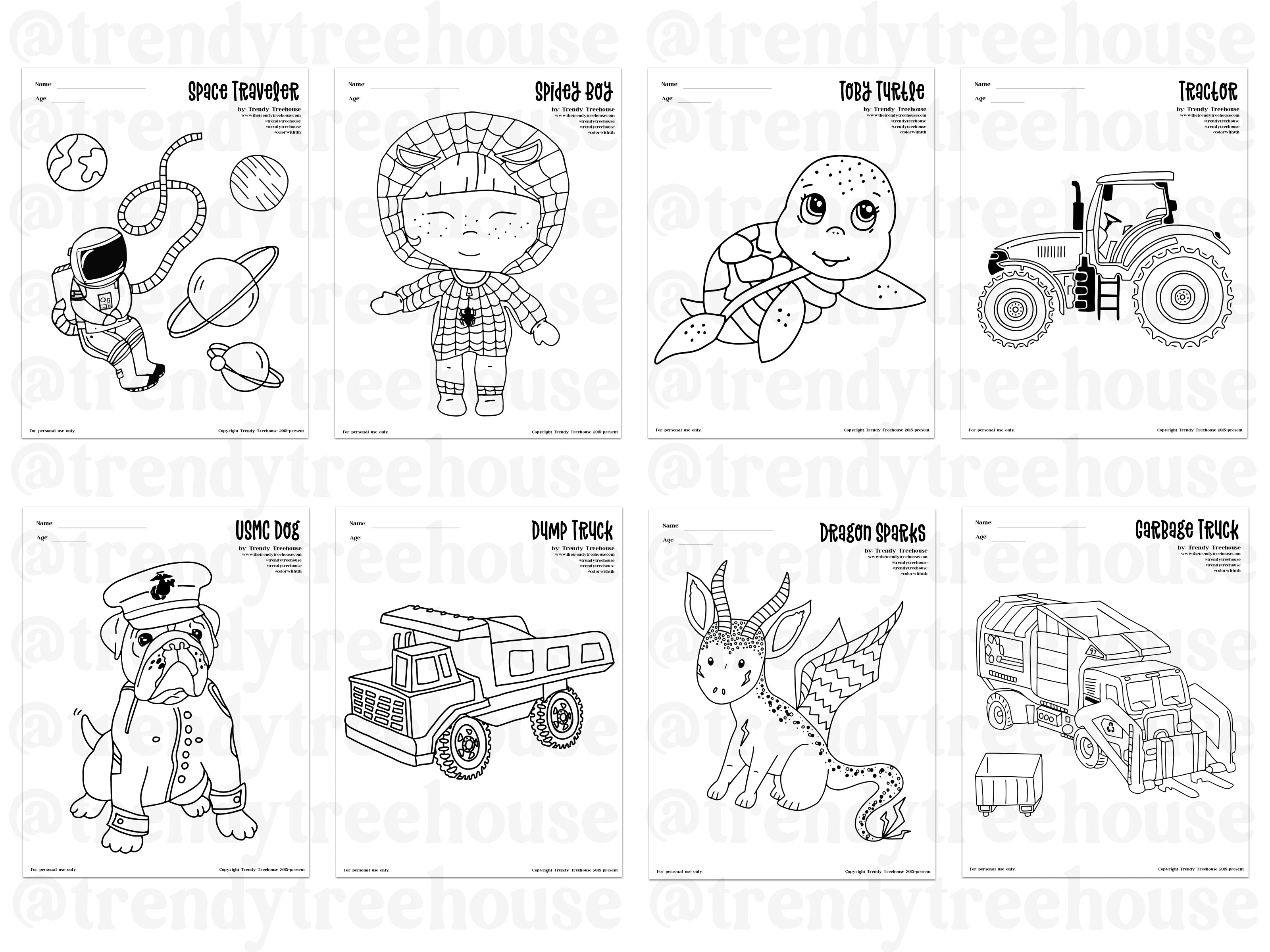 Boys color pages â trendy treehouse