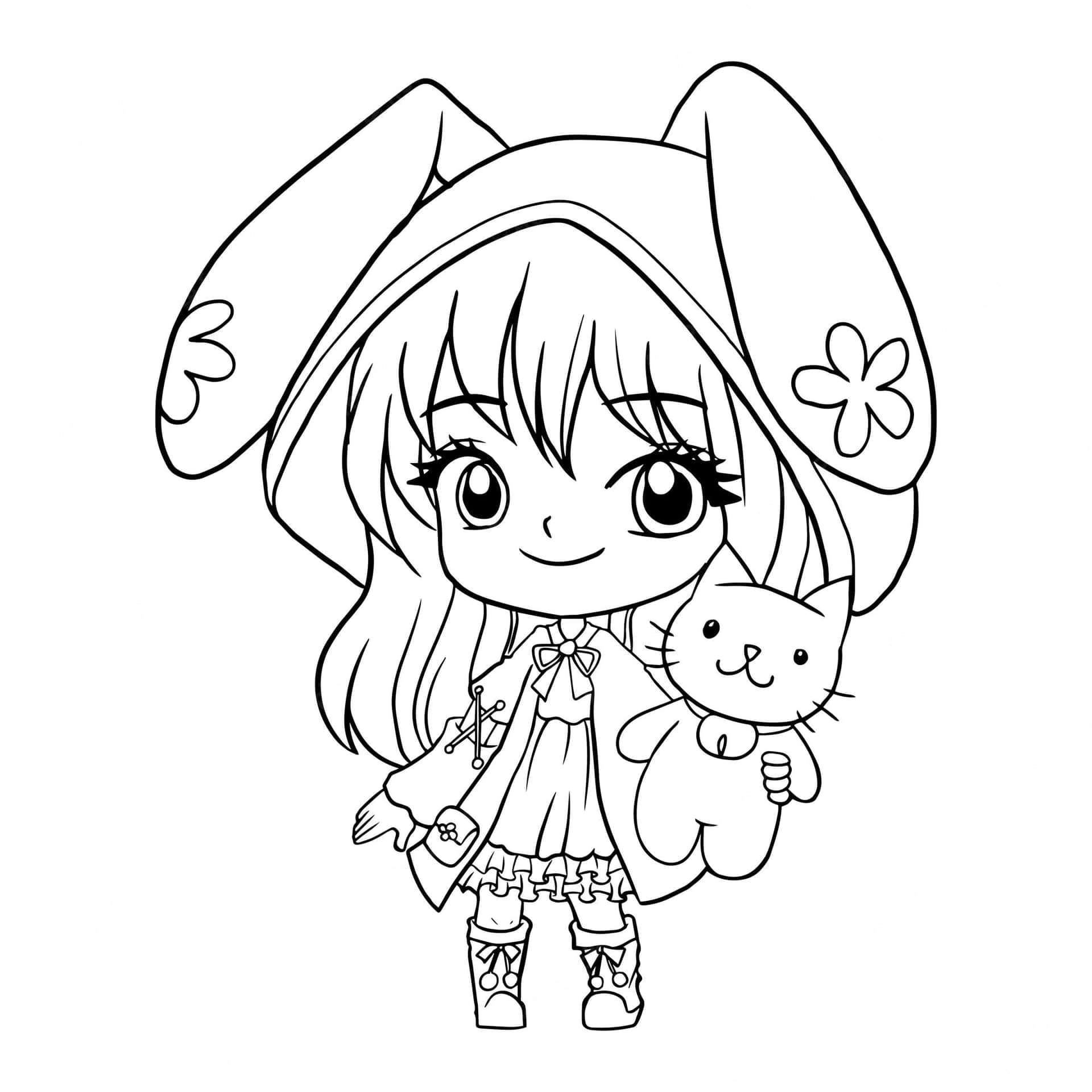 Download cute anime girl coloring pictures