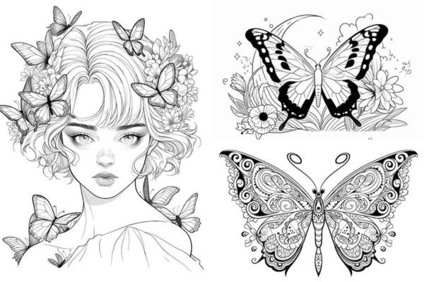 Beautiful butterfly coloring pages for kids and adults