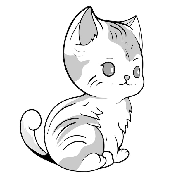 Premium vector coloring page printable cute cat unicorn or anime cat coloring pages for children kids and adults