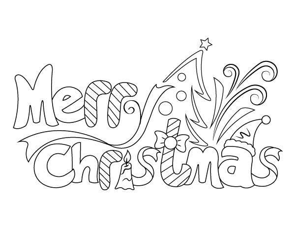 Printable cute merry christmas coloring page