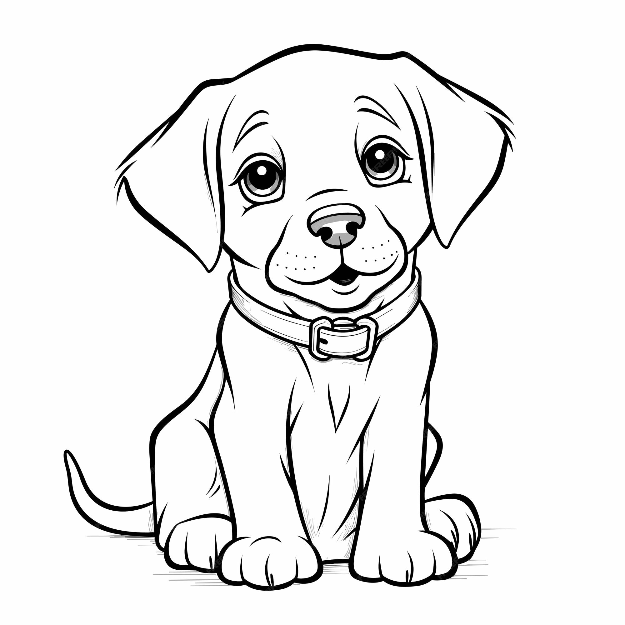 Premium vector hand drawn dog outline illustration cute dog coloring pages for children black and white