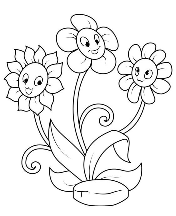Free easy to print flower coloring pages