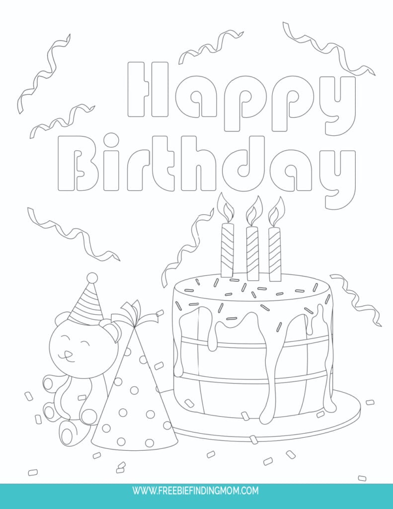 Free cute happy birthday coloring pages printable pdfs