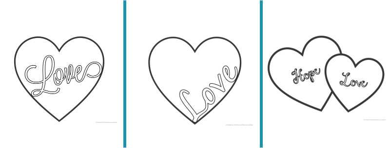 Love heart coloring pages free printables