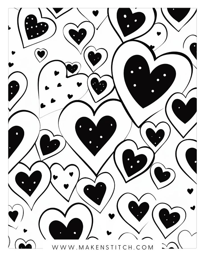 Free valentines heart coloring pages for kids and adults