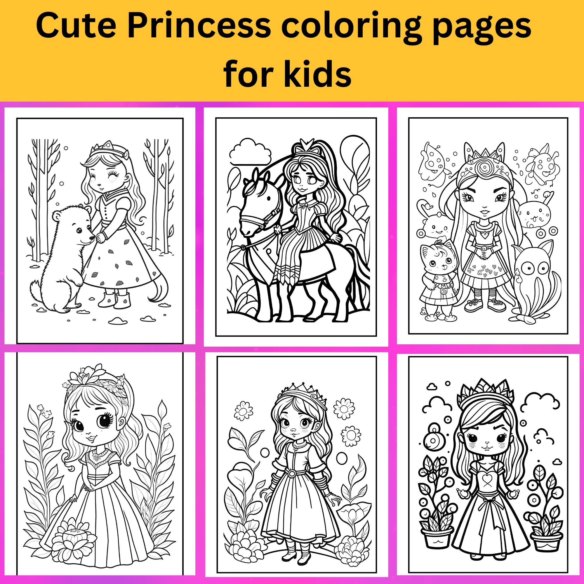 Beautiful and high quality variety princess coloring pages for kids made by teachers