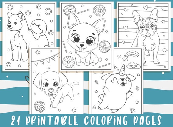 Puppy coloring pages printable puppy coloring pages for kids boys girls teens puppy birthday party activity instant download