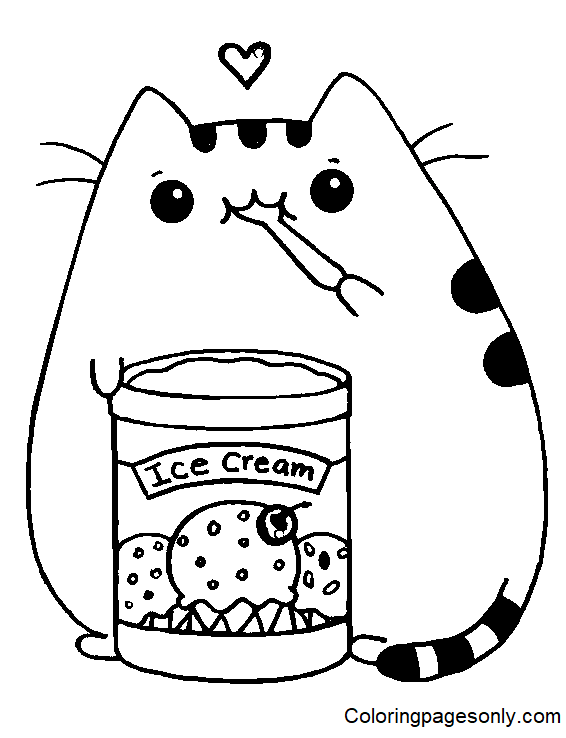 Pusheen coloring pages printable for free download