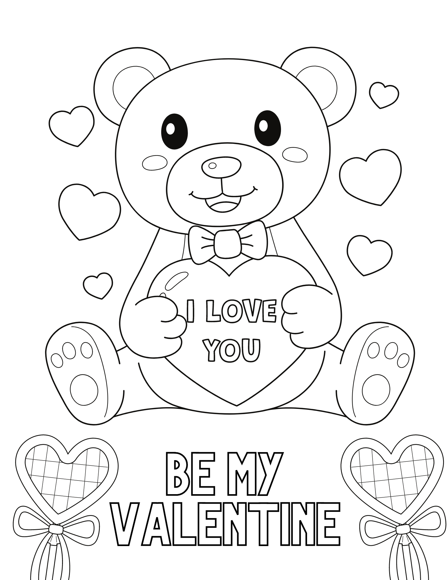 Free printable cute valentine coloring pages for kids and adults