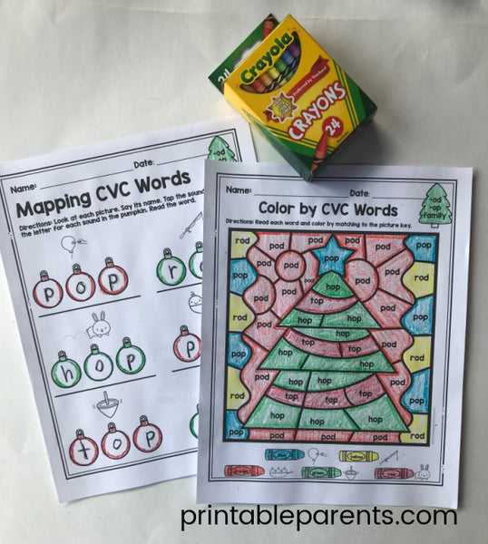 Christmas color by number for cvc words â printable parents