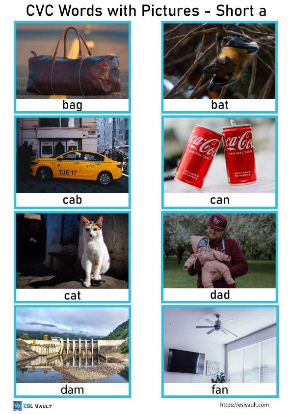 Free printable cvc words with pictures