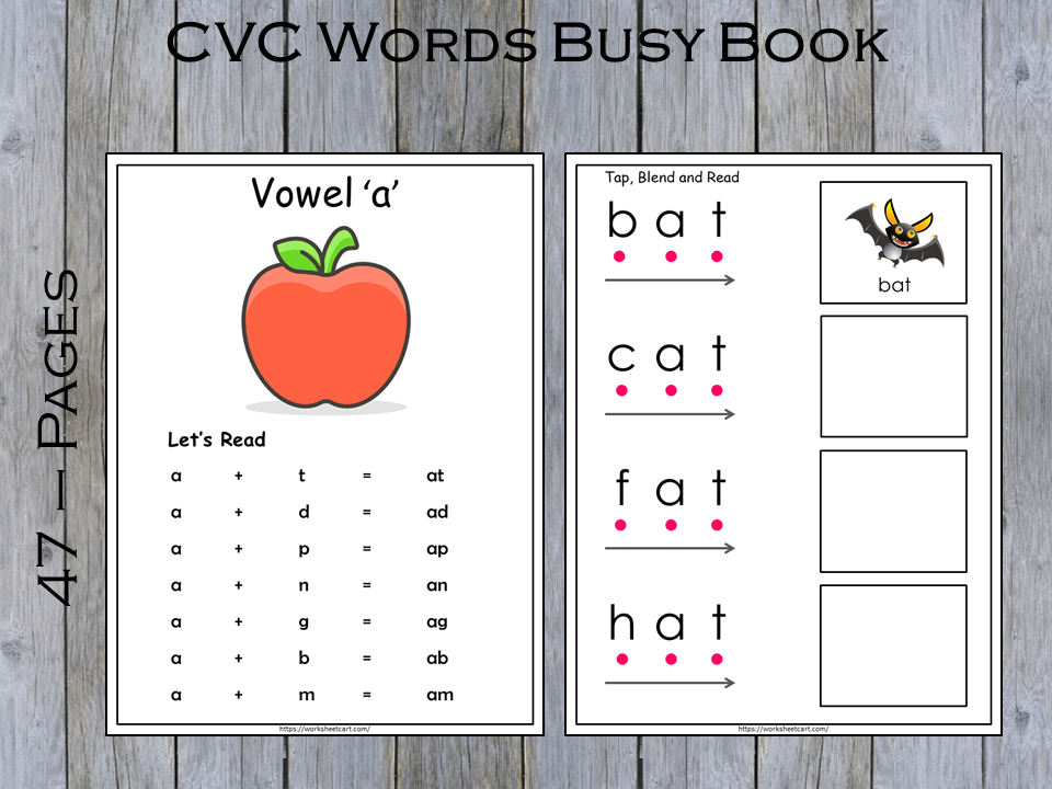 Cvc words activities cvc phonics worksheets printable cvc words for kids reading cvc words short vowel sound learn to read words with picture