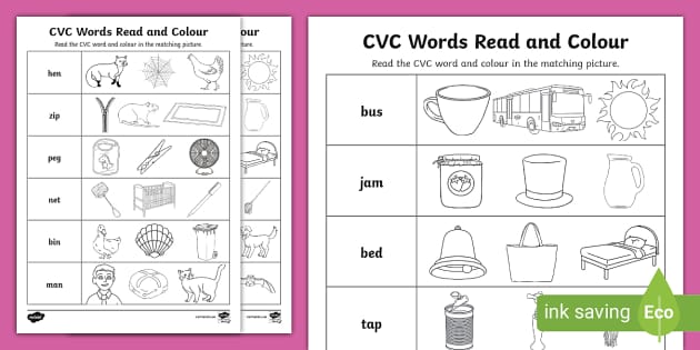 Cvc words read and lour activity sheet