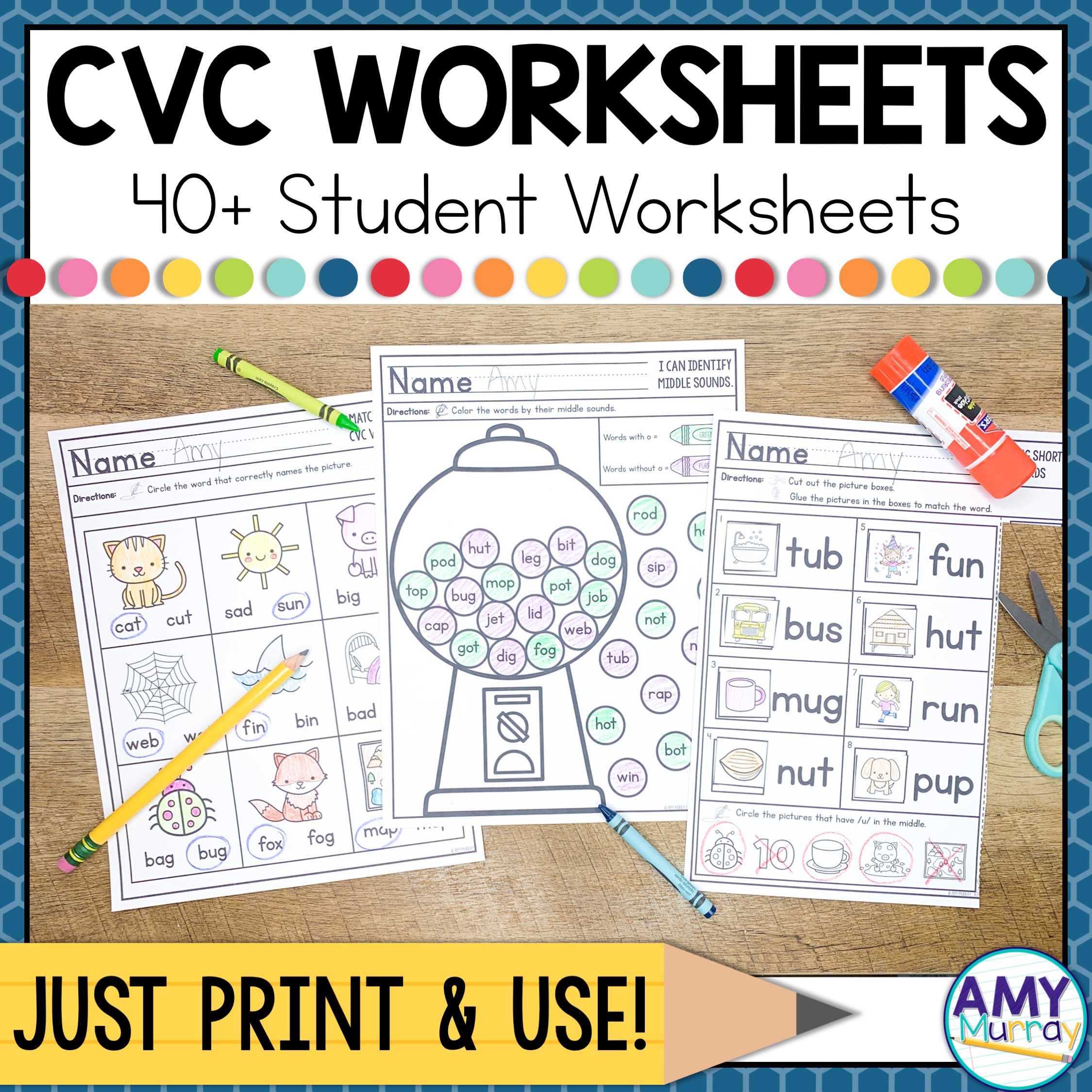 Cvc word worksheets printables