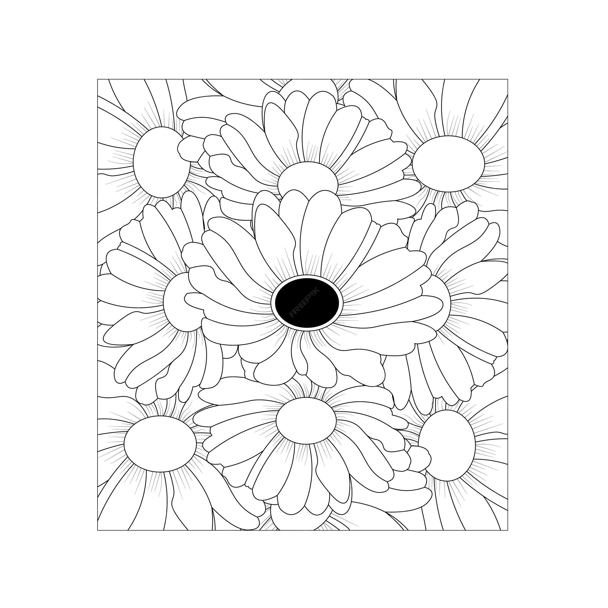 Premium vector hand drawn daisy flower coloring page line art drawing with decorative vector illustration