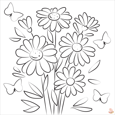 Enjoy relaxing and creative time with daisy coloring pages