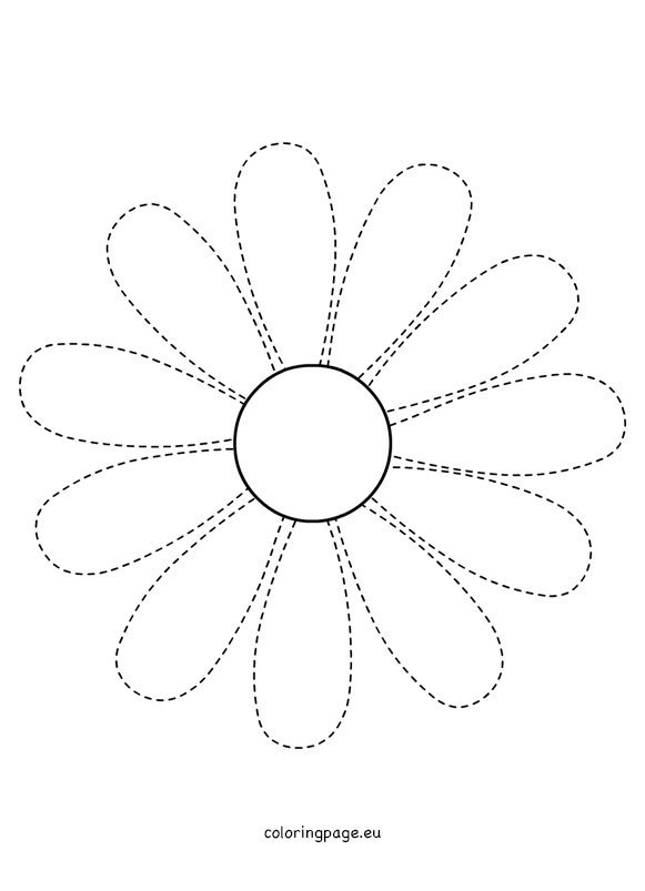 Traceable daisy pattern coloring page