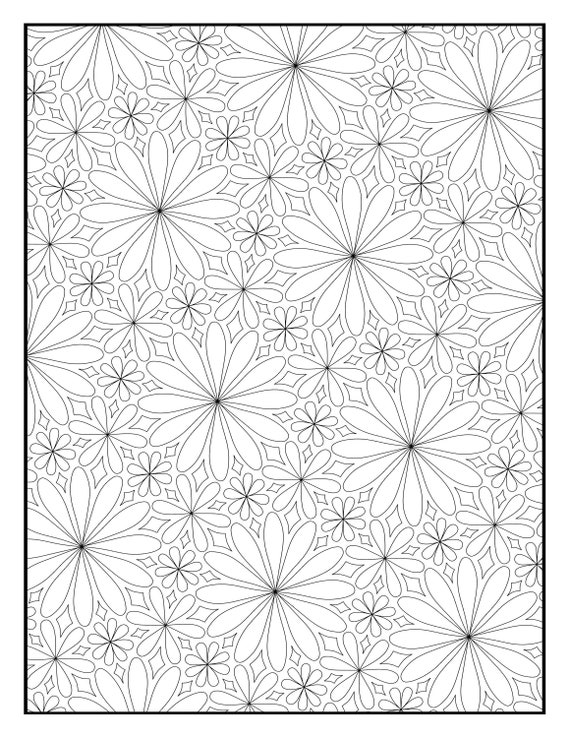 Coloring page geometric floral repeating pattern printable