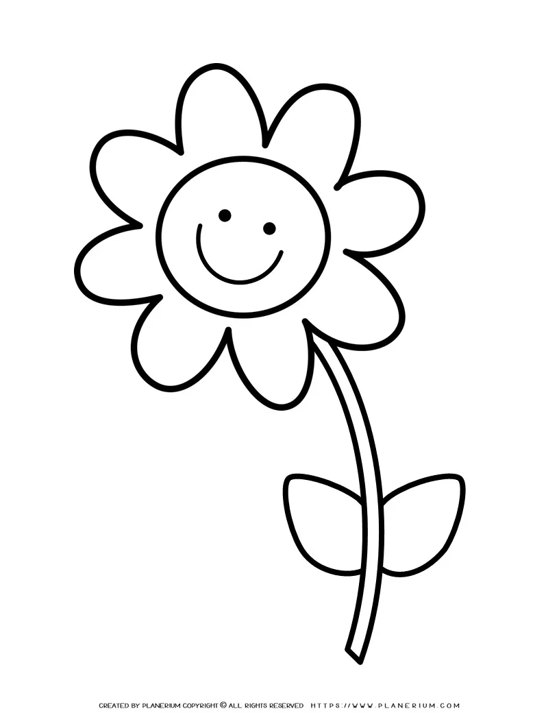 Happy flower coloring page