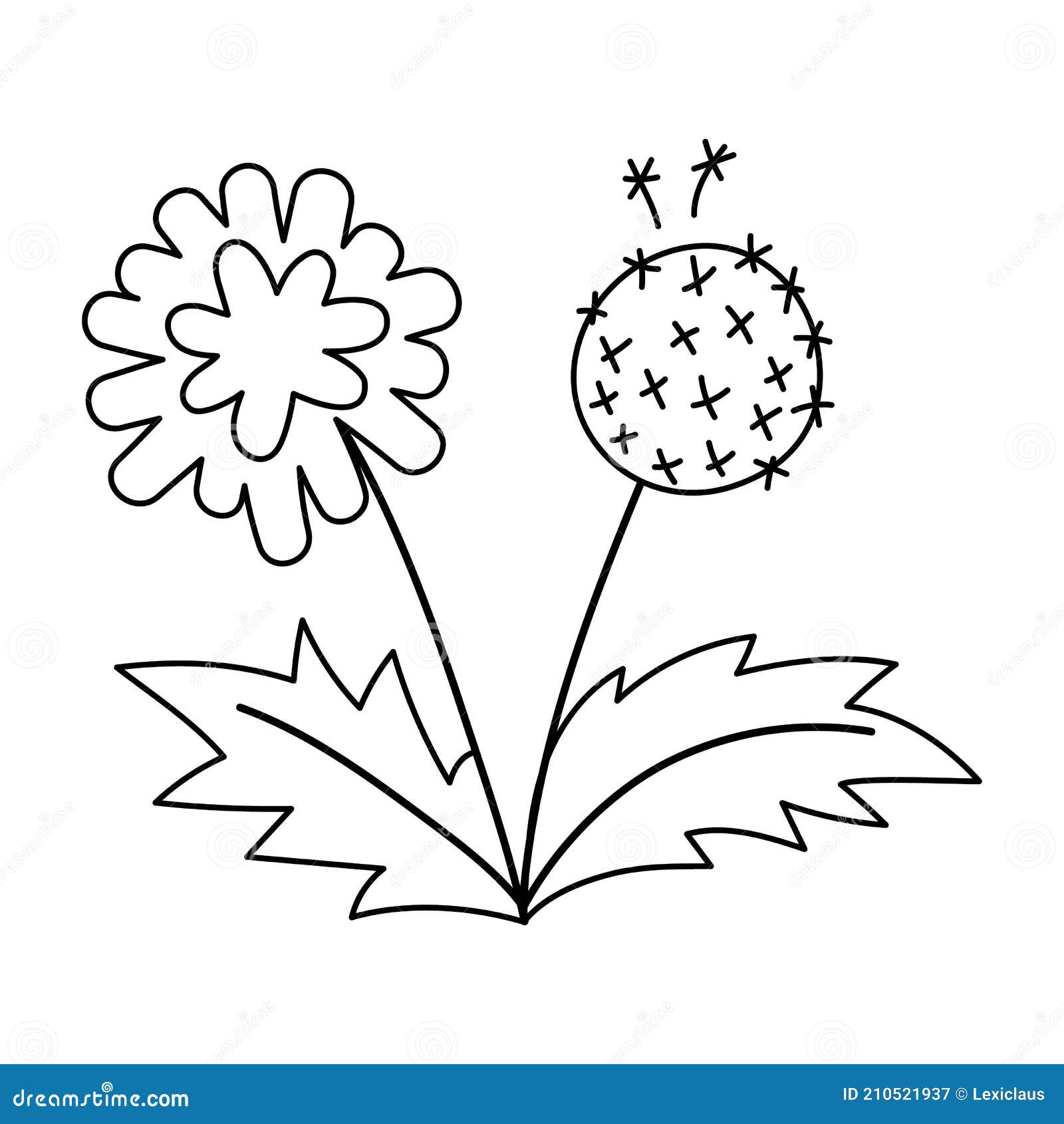 Vector black and white dandelion icon first blooming plant outline illustration floral clip art or coloring page stock vector