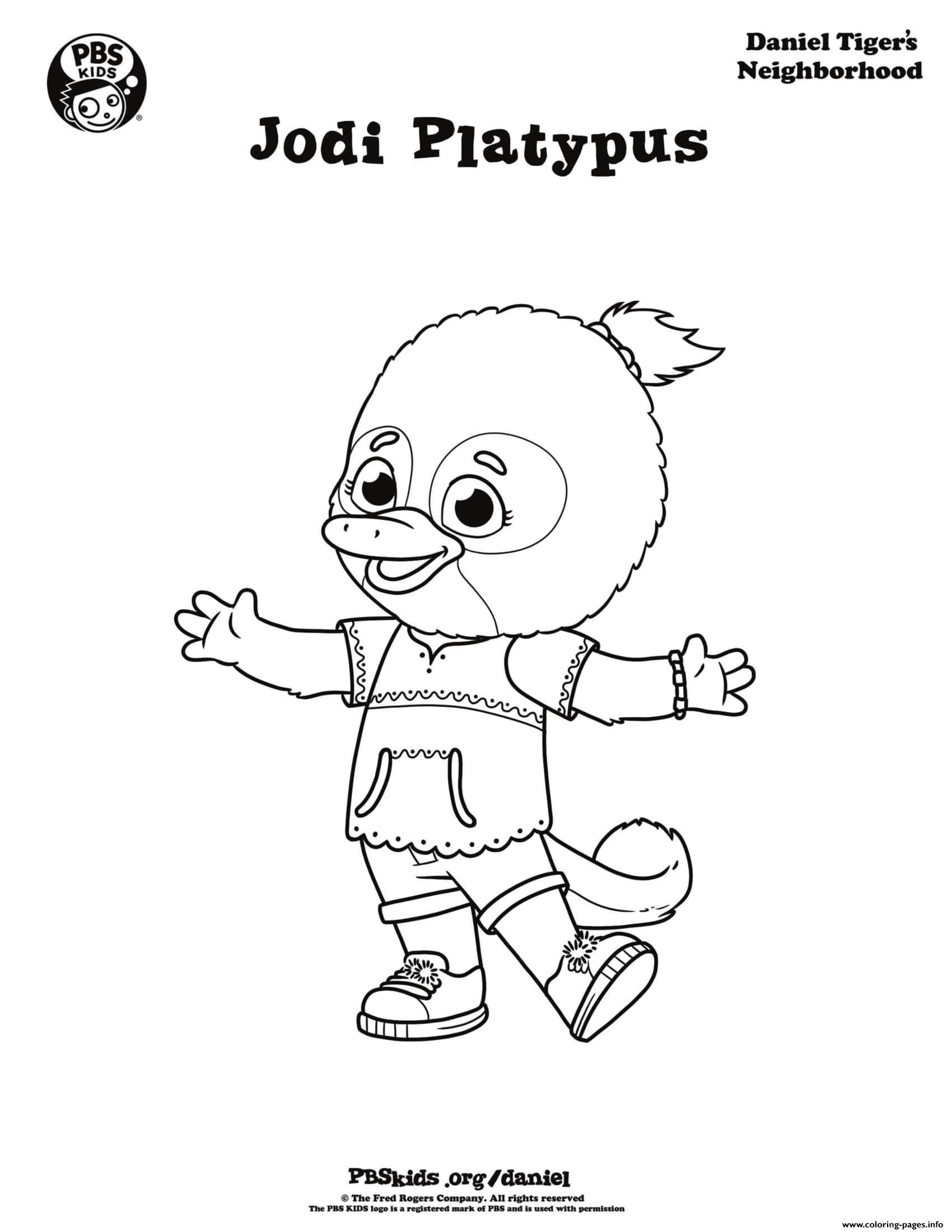 Jodi platypus daniel tiger min coloring page printable