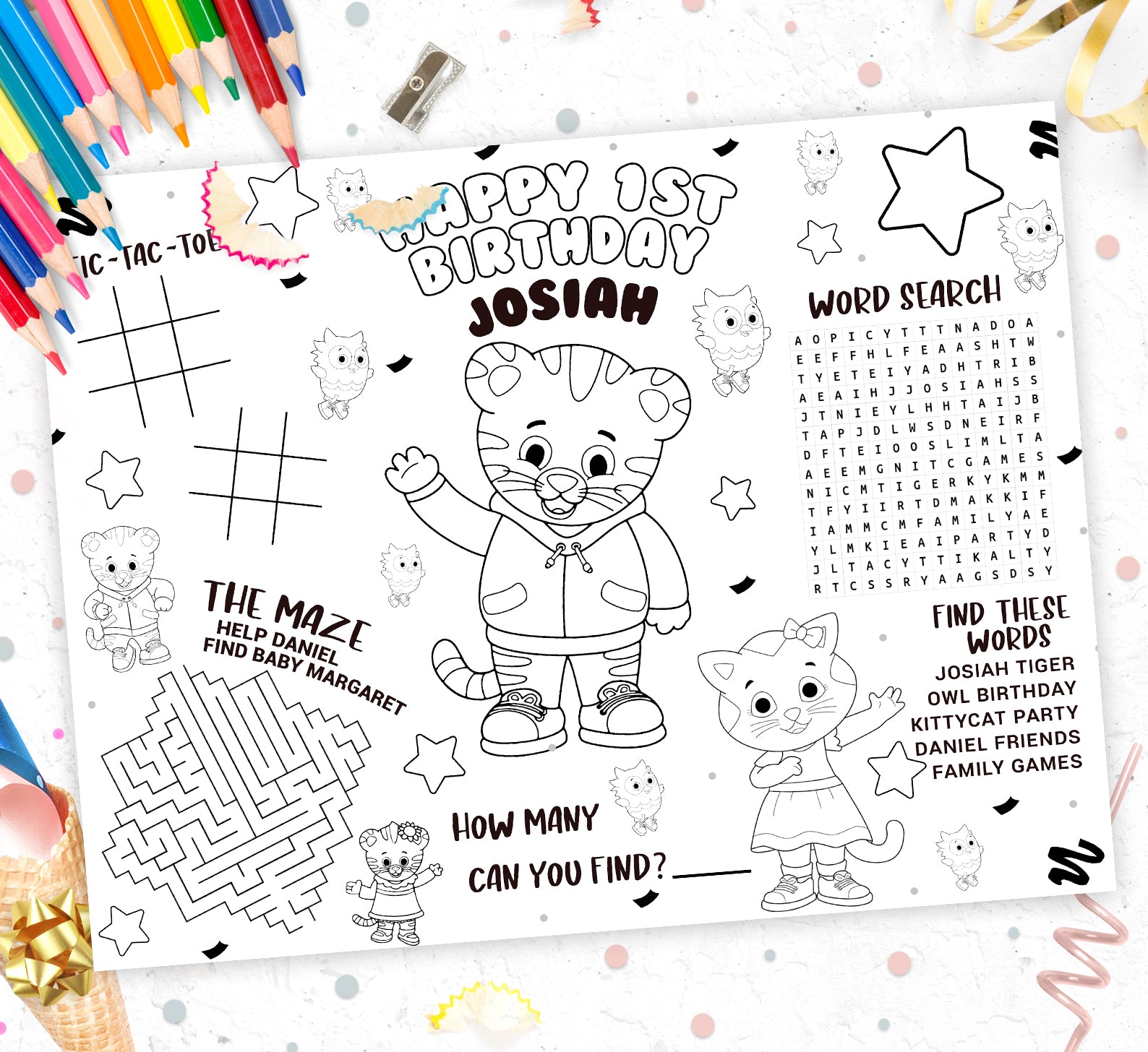 Daniel the tiger activity sheet â