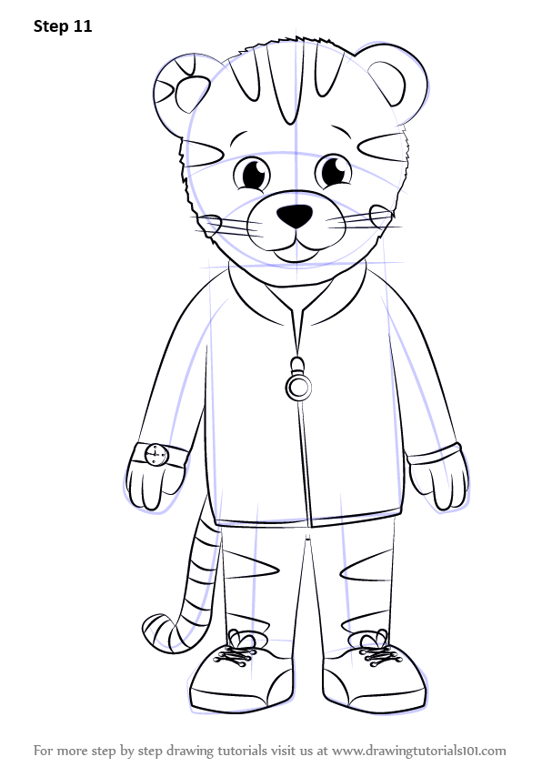 How to draw daniel striped tiger from daniel tigers neighborhood daniel tigers neighborhood step by step