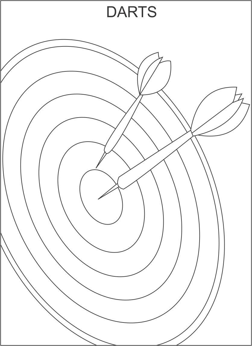 Darts coloring printable page for kids