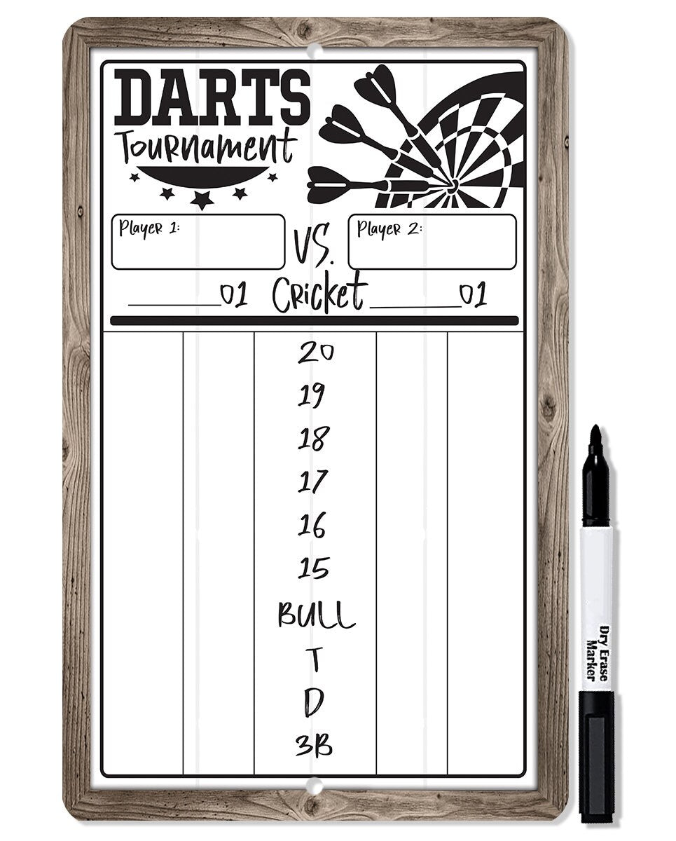 Dart scoreboard white dry erase for keeping score in games cricket