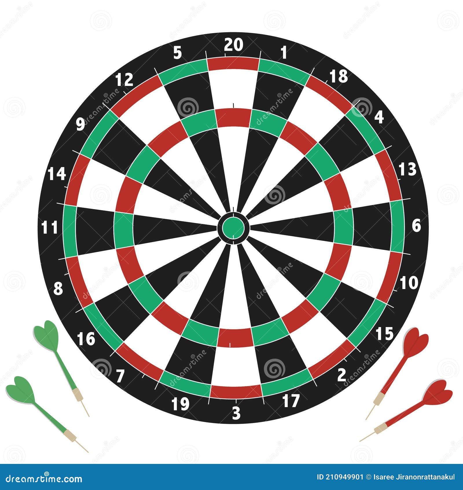 Classic dart board target and darts arrow isolated on white backgroundboard game vector illustration stock vector