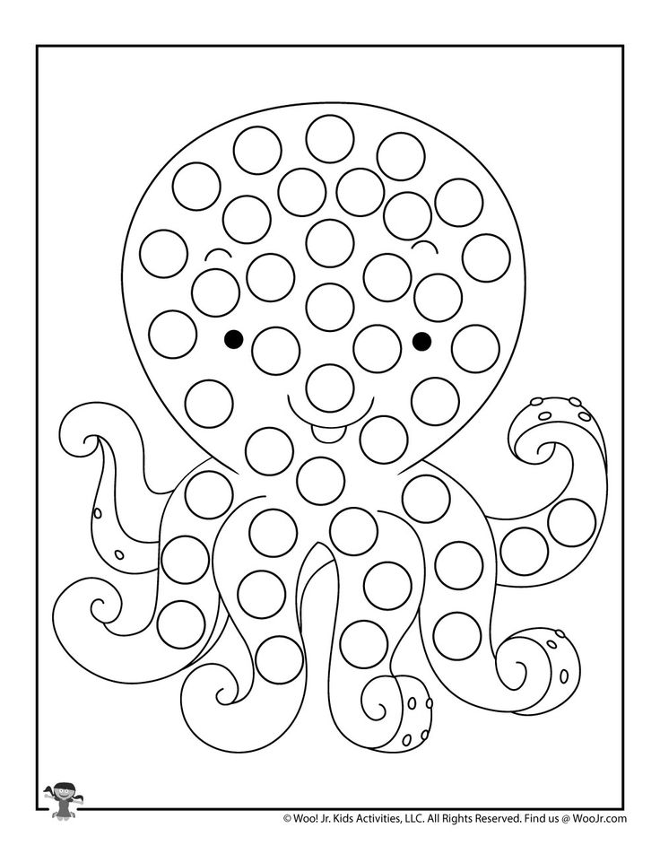 Octopus printable dauber coloring page woo jr kids activities childrens publishing ocean crafts preschool ocean theme crafts coloring pages