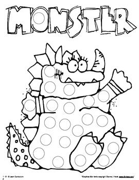 Monster paint dauber sheets halloween preschool preschool coloring pages monster coloring pages