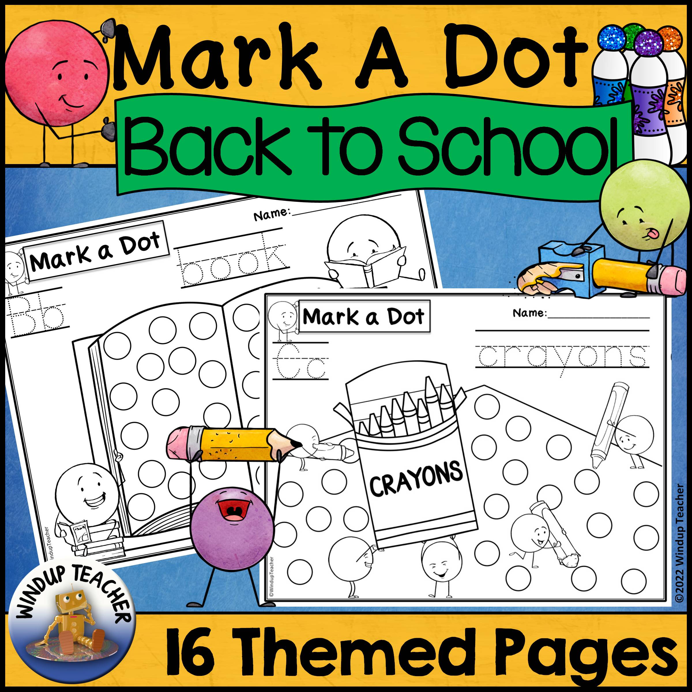 Back to school bingo dot dauber worksheets