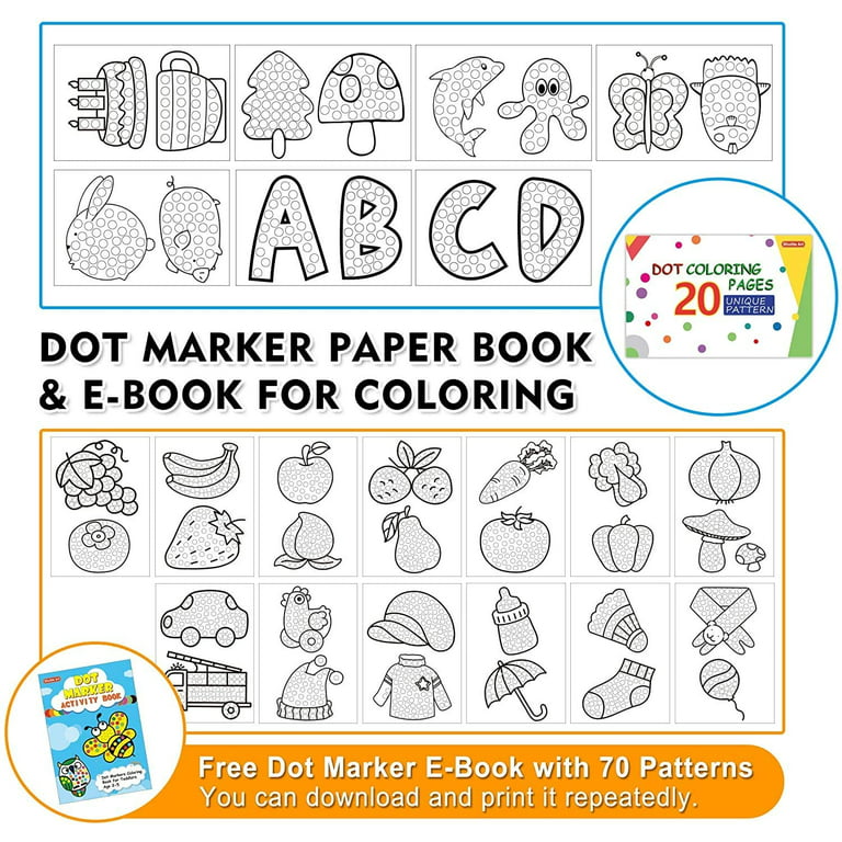 Washable dot markers colors bingo daubers with dot coloring book and patterns coloring pdf sheets non