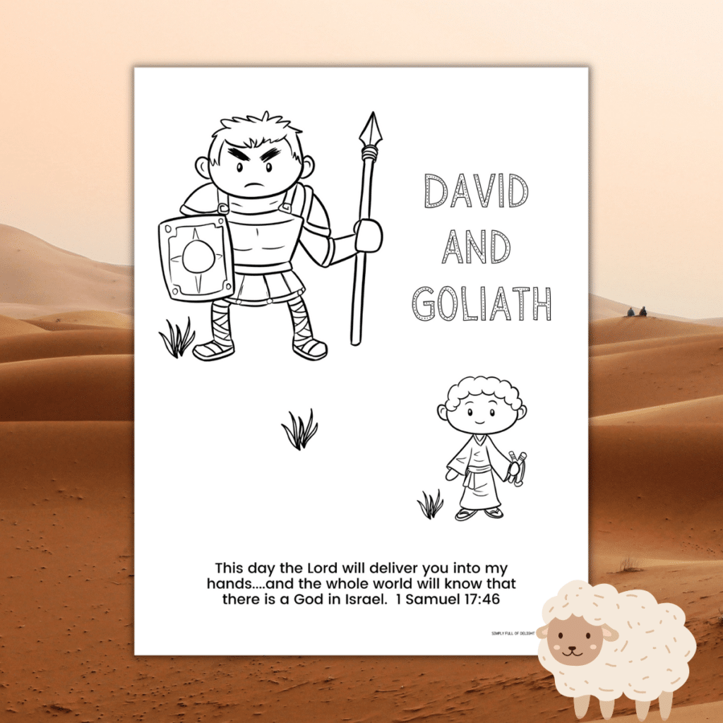 David and goliath coloring page free printable