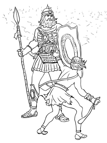 David and goliath fight coloring page free printable coloring pages