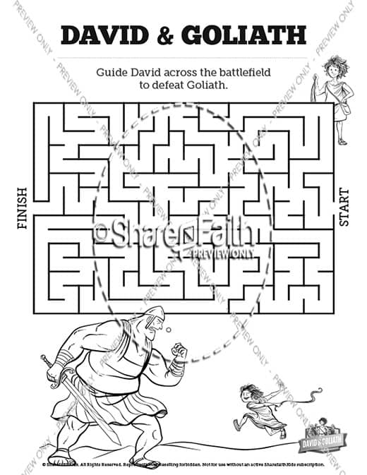 David and goliath bible mazes â
