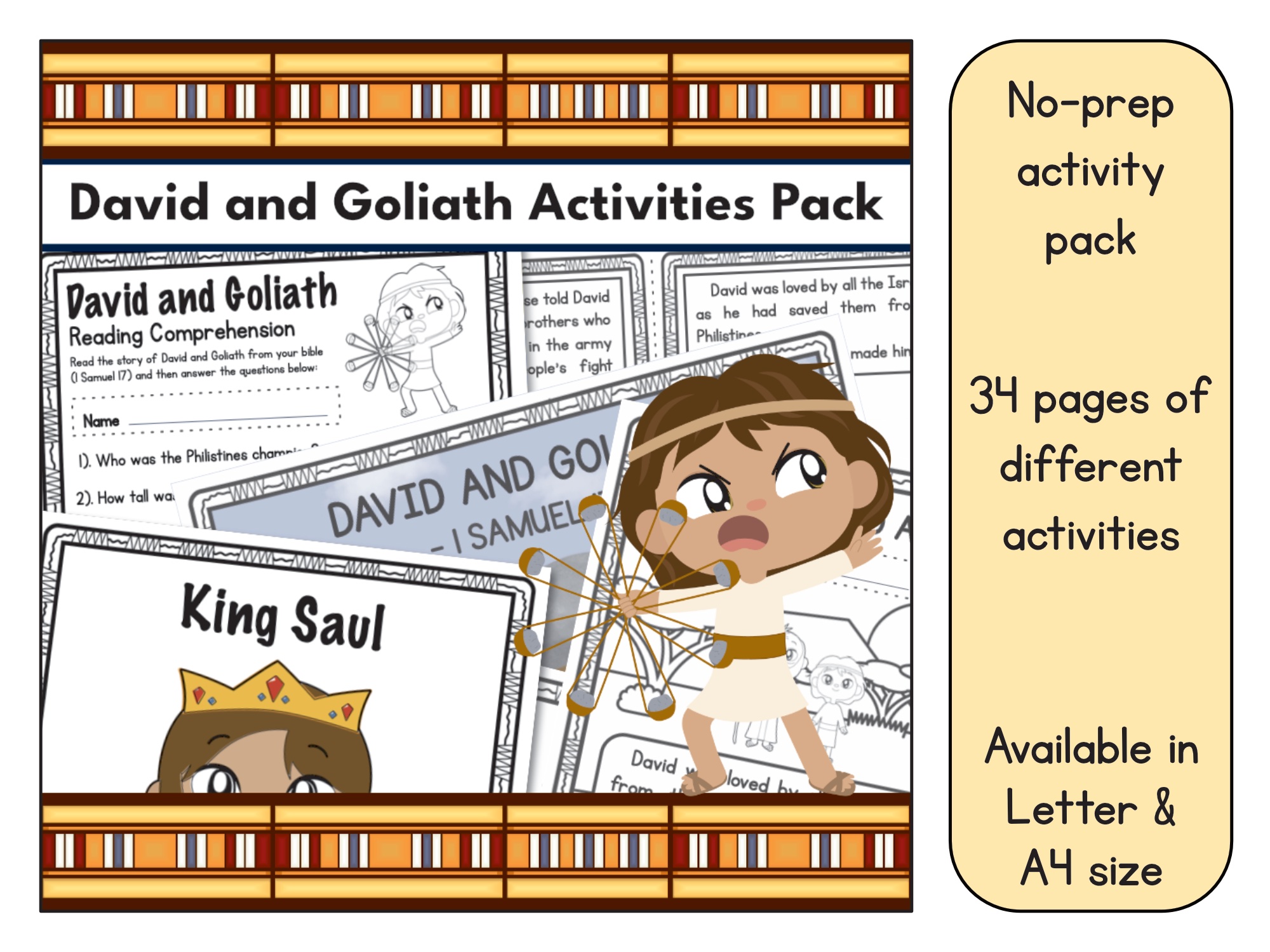 David and goliath activities pack coloring sheetsworksheetsbookletposters made by teachers