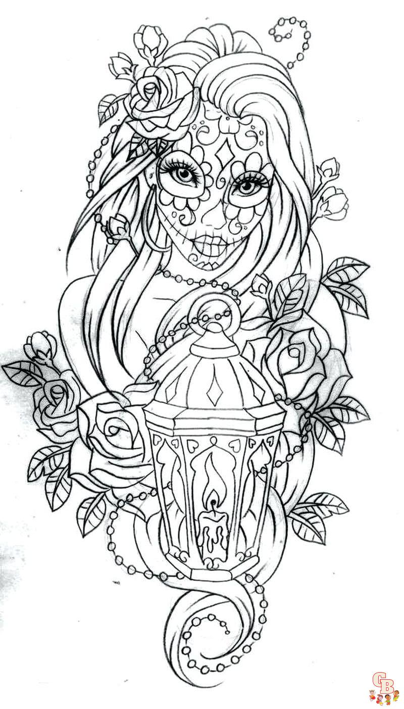 Printable day of the dead coloring pages free