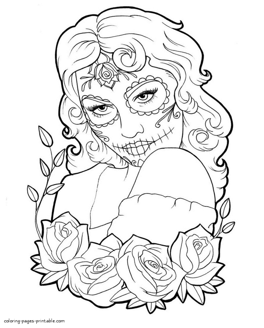 Day of the dead coloring pages printable for free download
