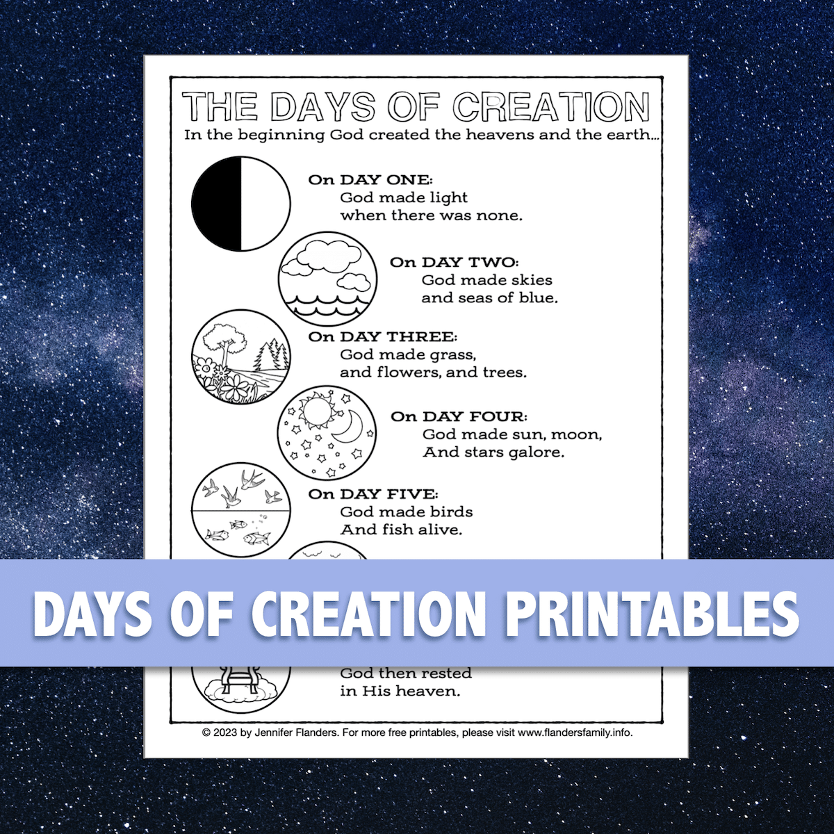 Days of creation printables