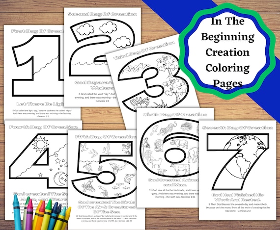 Printable creation bible coloring pages kids craft for the days of creation coloring page for each of the days with verses