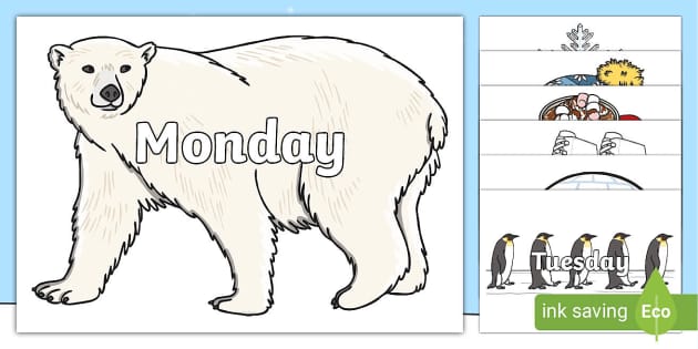 Days of the week on winter images teacher made