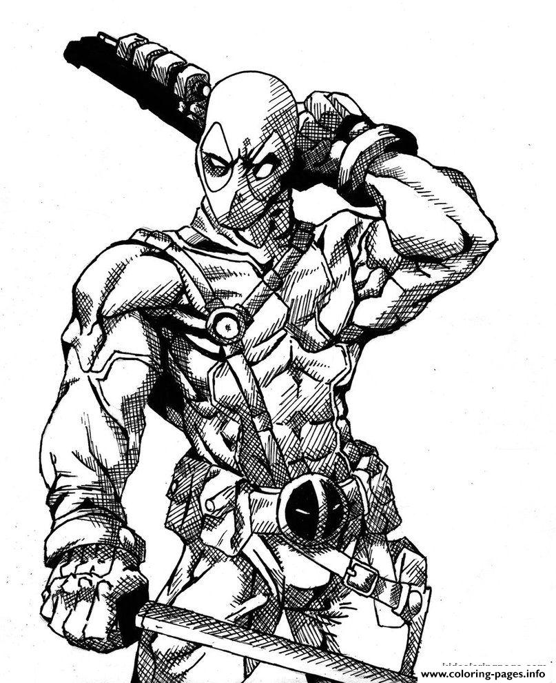 Deadpool details hd coloring page printable