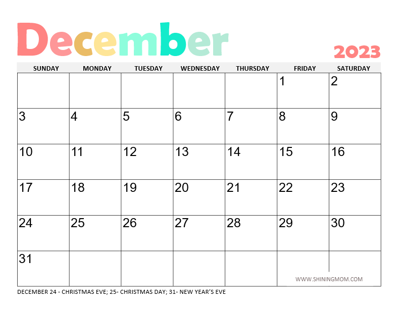 December calendar templates awesome designs