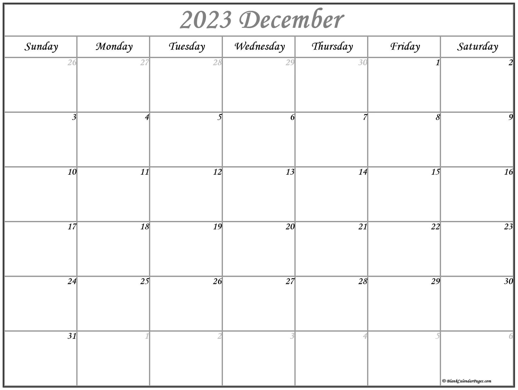 December calendar free printable calendar