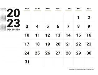 Printable december calendar free download in pdf